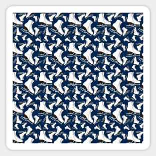 Figure Skates on Navy Blue Background Design Sticker